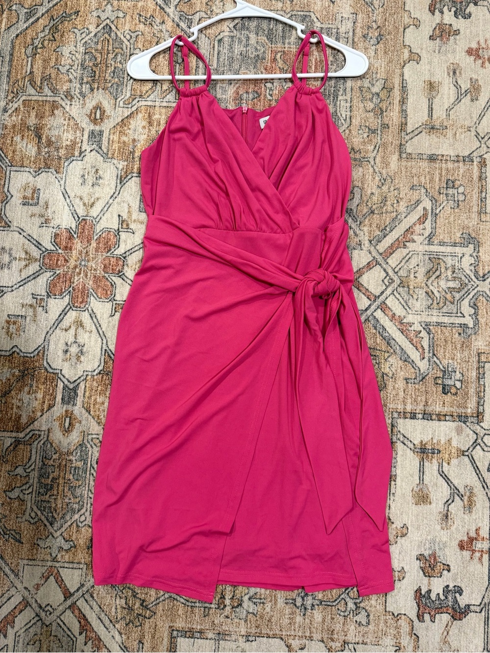 Grace Karin Hot Pink Wrap-Front Midi Dress